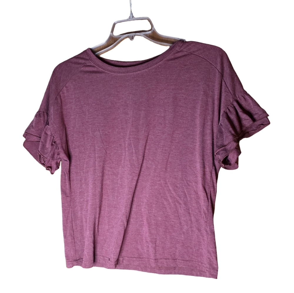 Shein Mauve Ruffle Sleeve Short Sleeve Shirt Size L